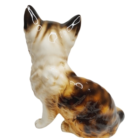 VINTAGE LEFTON BROWN TABBY Cat Figurine Large 7.25 inches circa 1960 flawed - Picture 3 of 11